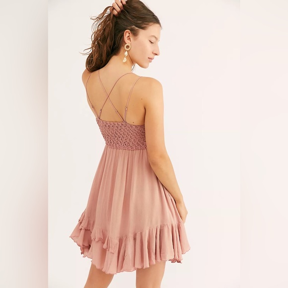 NWT Free People Adella Slip Mini Dress Rose - Picture 3 of 5